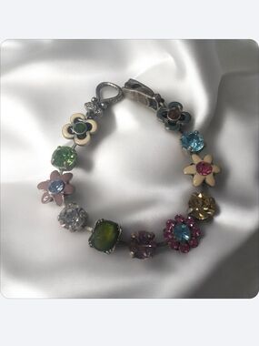 Multicolor Floral Crystal Bracelet - Women's Jewelry